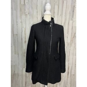 Banana Republic Women's Black Wool Blend Overcoat Size 0 Petites‎